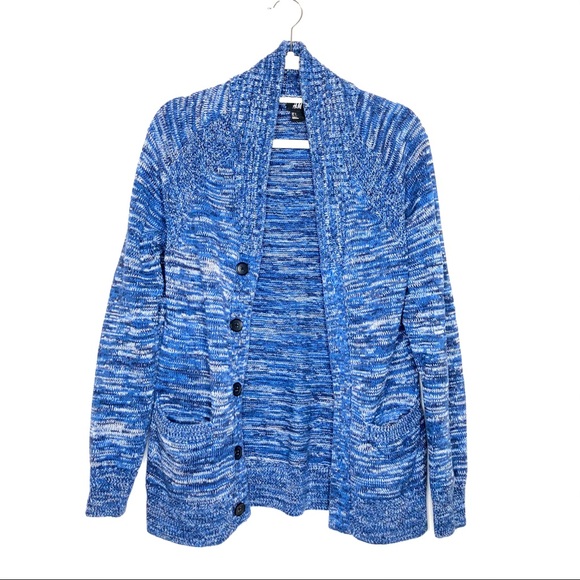 H&M Other - SOLD H&M Blue Marled Chunky Knit Button Front Cardigan